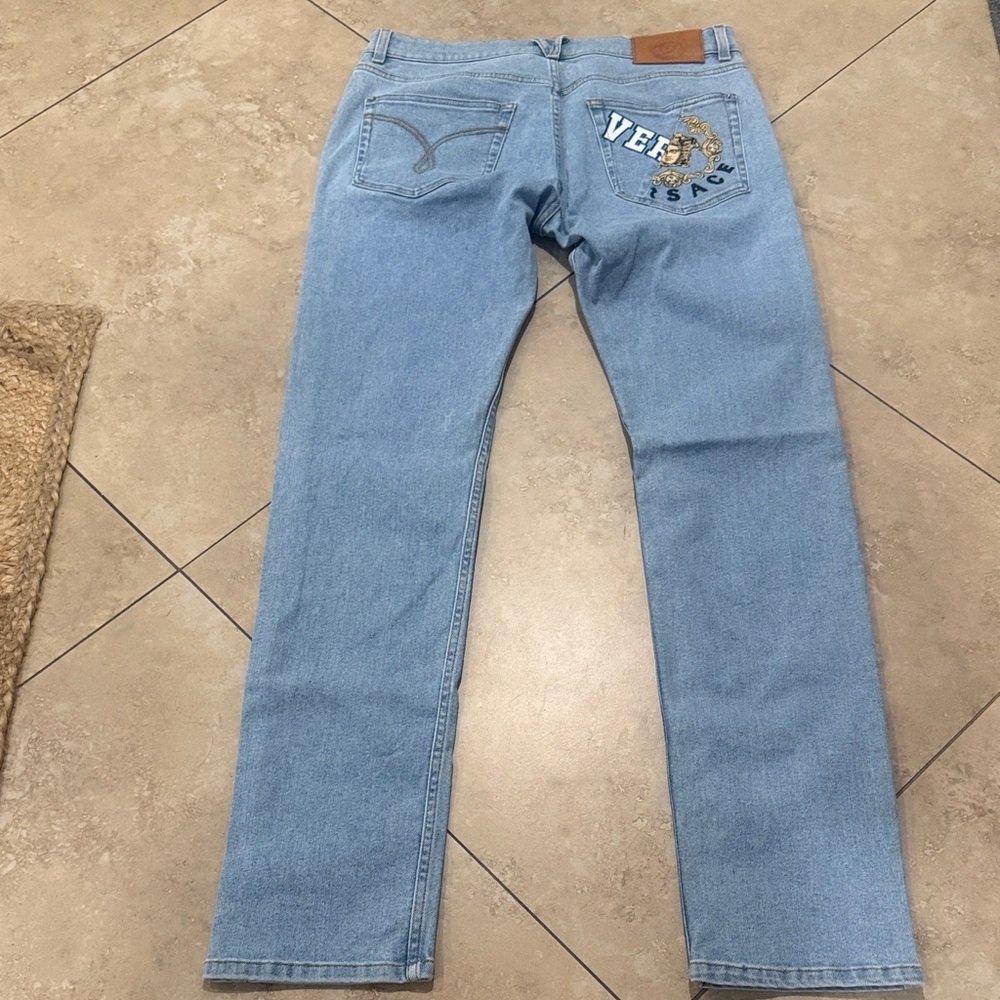 Versace Light Blue Men's Straight Jeans - Picture 4 of 6